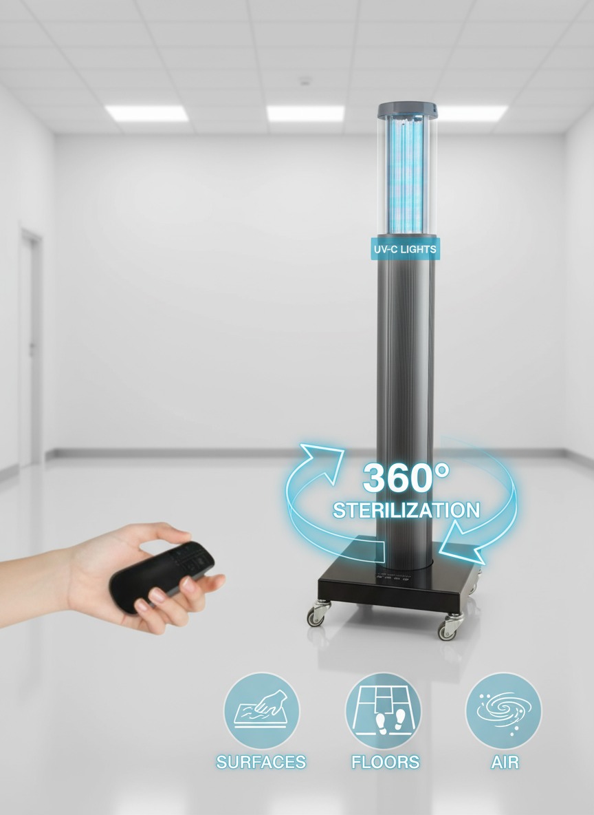 UV-C sterilization lamp for office and commercial space hygiene
